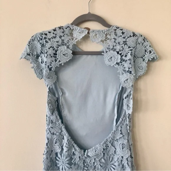 Lulus Romance Language Light Blue Backless Lace Dress Size Small - Picture 5 of 10